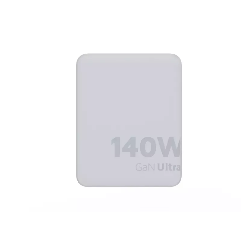 Nešiojamas 140W GaN kelioninis įkroviklis Xtorm XVC2140 su 3× USB-C PD prievadais ir 2 m USB-C laidu, baltas