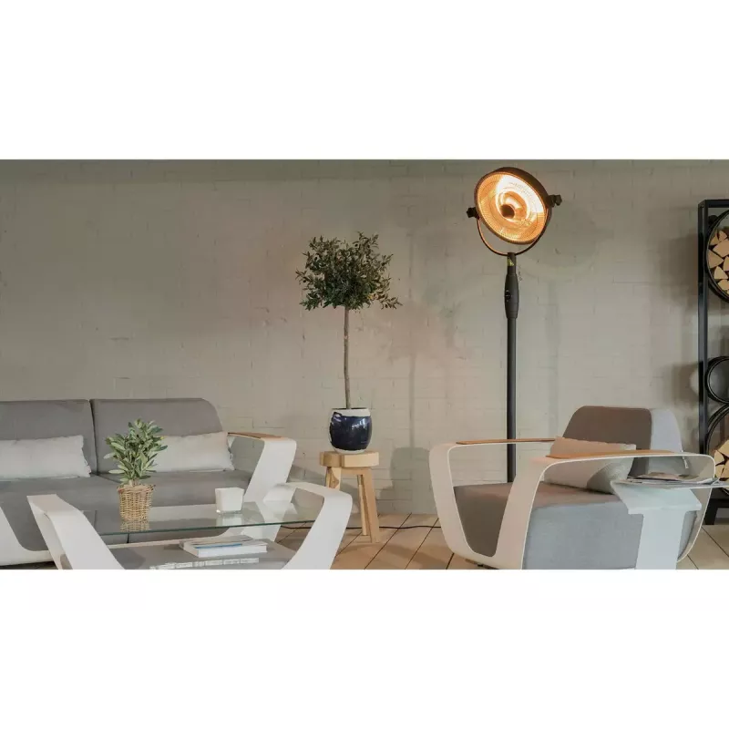 Halogeninis elektrinis šildytuvas SUNRED Retro, 2100/900 W, grindinis, patalpų, iki 17 m², juodas/rudas