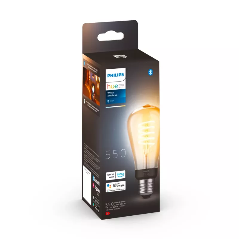 Philips ST64 – E27 išmanioji lemputė, Bluetooth/Zigbee, LED, 7 W, šilta/šalta balta