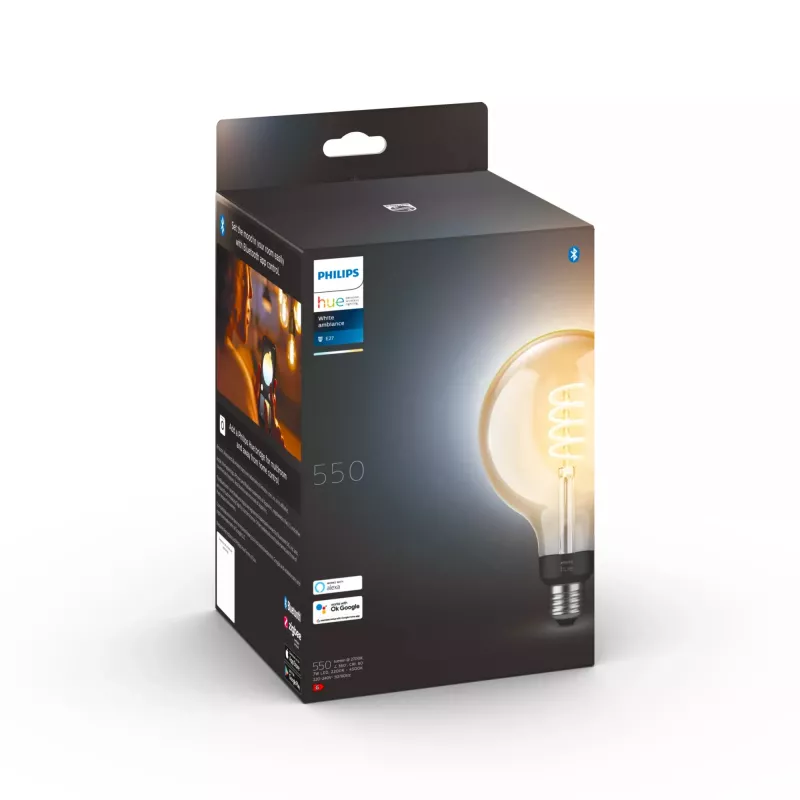 Philips G125 E27 kaitrinės lemputės formos išmanioji LED lemputė, 7W, Bluetooth/Zigbee, 125×192mm