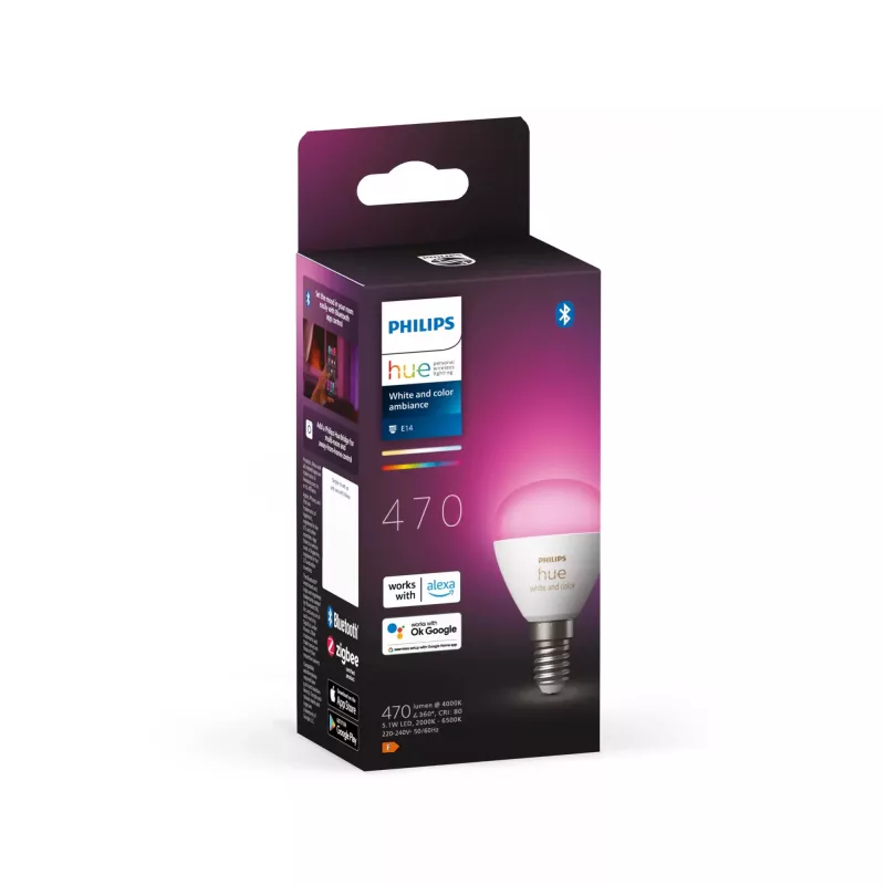 Philips Hue White and colour ambience Lustre E14 Bluetooth Zigbee išmanioji lemputė