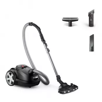 Cilindrinis dulkių siurblys Philips 8000 serija XD8122/10 — 900 W, 4 L dulkių maišas, HEPA filtras, juodas