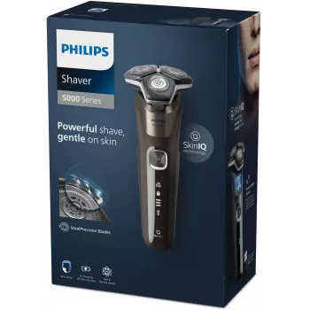 Philips SHAVER Series 5000 S5886/30 vyriškas skustuvas su rotacine galvute ir trimeriu, juodas, rudas