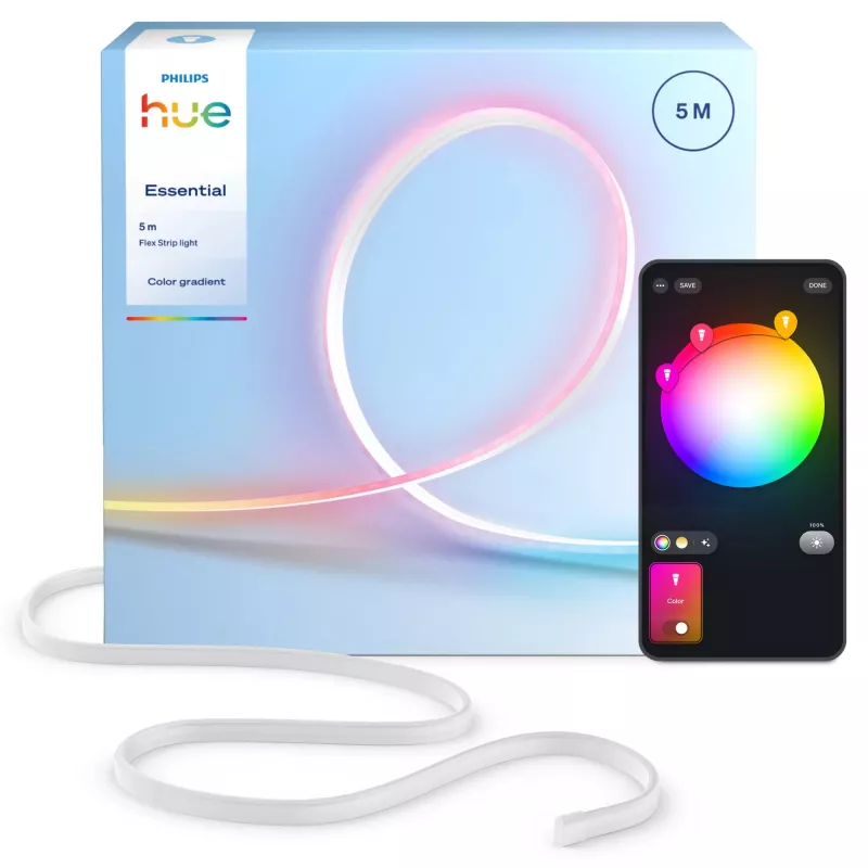 Šviesos juosta Philips Hue Essential Flex 5 m, Bluetooth/Zigbee, daugiaspalvė, 19 W