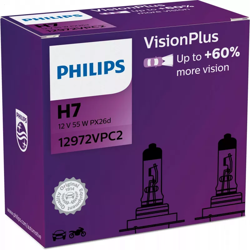 Philips VisionPlus 12972VPC2 lemputė H7, 55 W, 12 V, halogeninė, 2 vnt.