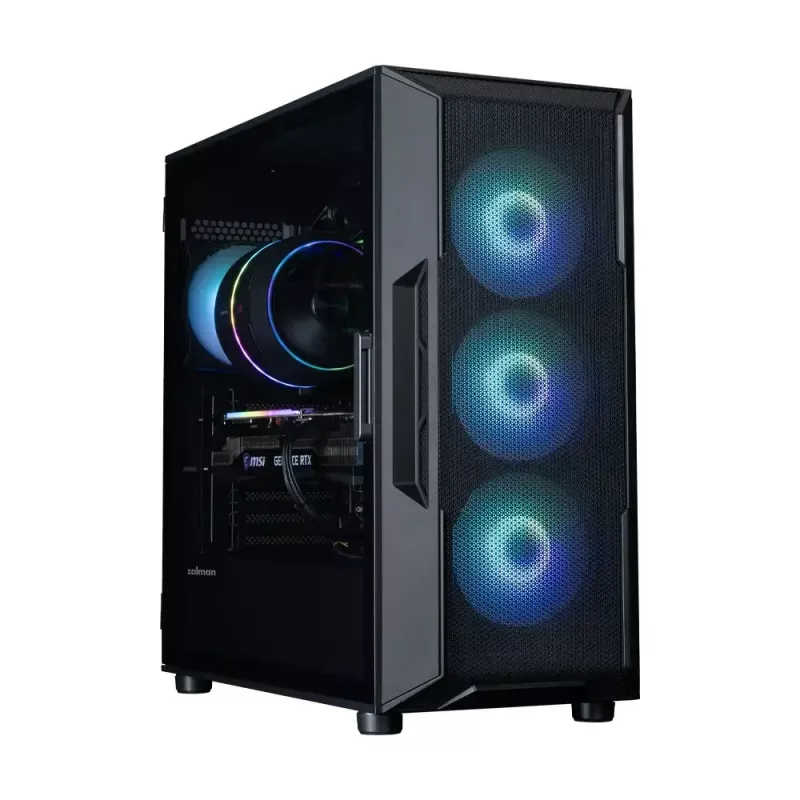 ZALMAN kompiuterio korpusas i3 NEO V2 Mid Tower, ARGB ventiliatoriai x4, juodas