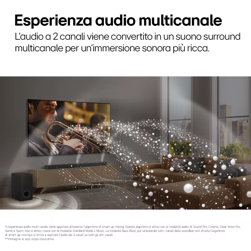 LG S95TR 9.1.5 kanalų garso juosta 810 W RMS su belaidžiu 220 W žemų dažnių garsiakalbiu, juoda