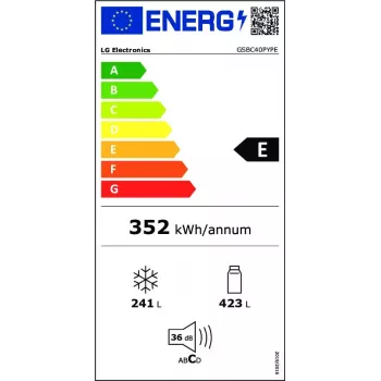 LG NatureFRESH GSBC40PYPE amerikietiškas šaldytuvas-šaldiklis Prime Silver E energijos klasė