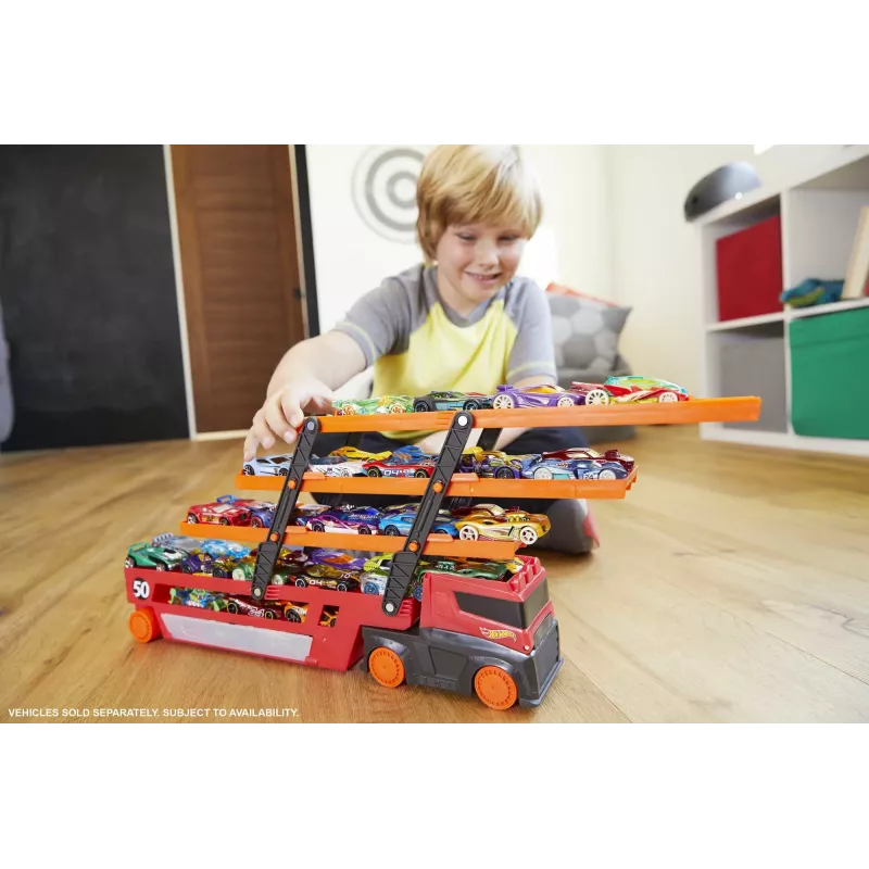 Hot Wheels City Mega Hauler su talpa iki 50 automobilių 1:64 masteliu, nuo 3 metų