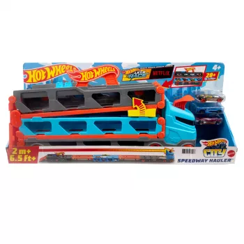 Hot Wheels City Speedway Hauler Carrier su 3 žaisliniais automobiliais