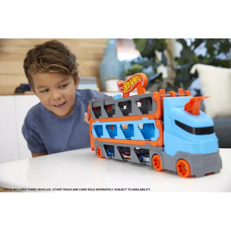 Hot Wheels City Speedway Hauler Carrier su 3 žaisliniais automobiliais