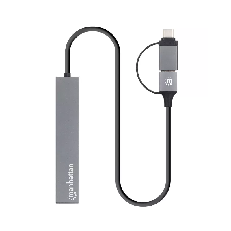 Manhattan USB-C & USB-A Combo Dock/Hub, 4x USB-A, 5 Gbps, USB maitinamas, 25 cm kabelis