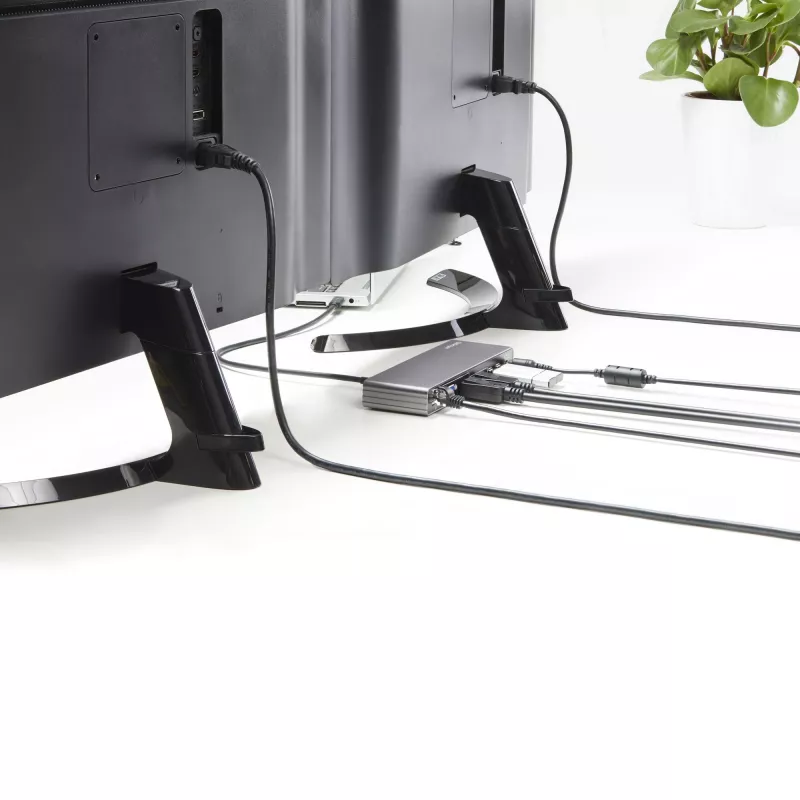 StarTech.com Thunderbolt 3 dokavimo stotelė – dviejų 4K 60Hz monitorių palaikymas, DisplayPort, HDMI ir 1080p VGA, 85W galios tiekimas, 2x USB-A, Ethernet, skirta Mac ir Windows