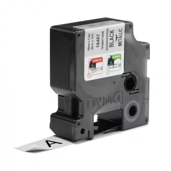 DYMO Rhino Industrial Permanent Polyester Etiketės | 19 mm x 5,5 m | Juodas spaudinys ant metalinio | Lipnios | skirta Rhino ir LabelManager etikečių spausdintuvams