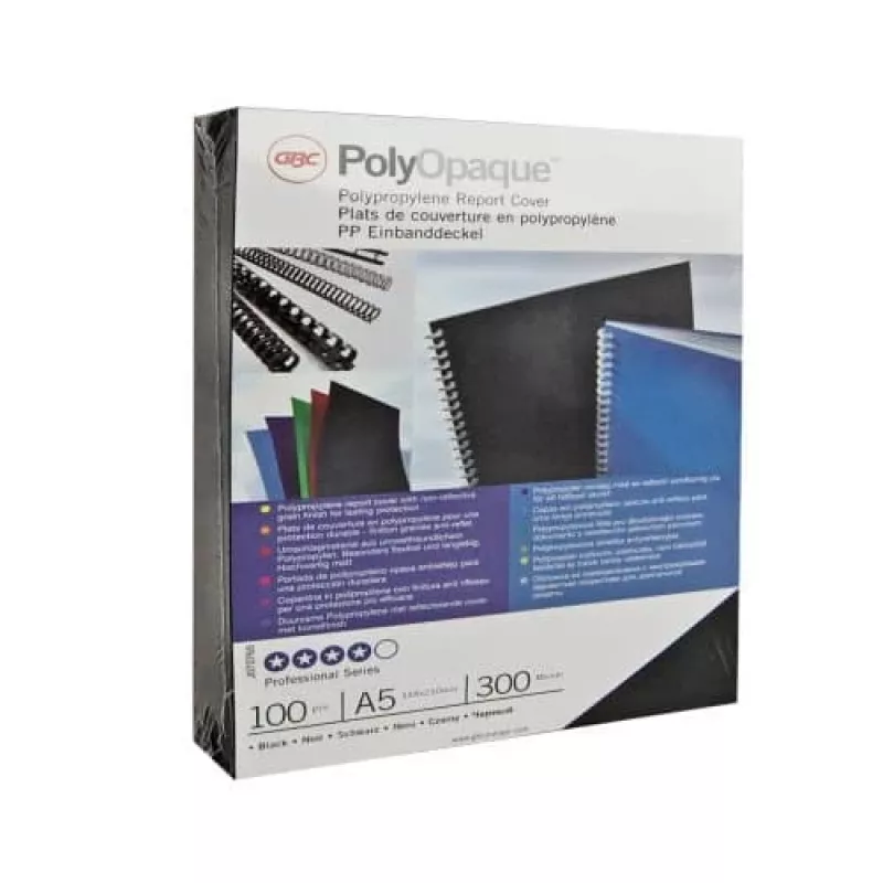 GBC Poly Opaque A4 300 Micron viršelis dokumentams, 25 vnt., juodas, matinis, PVC