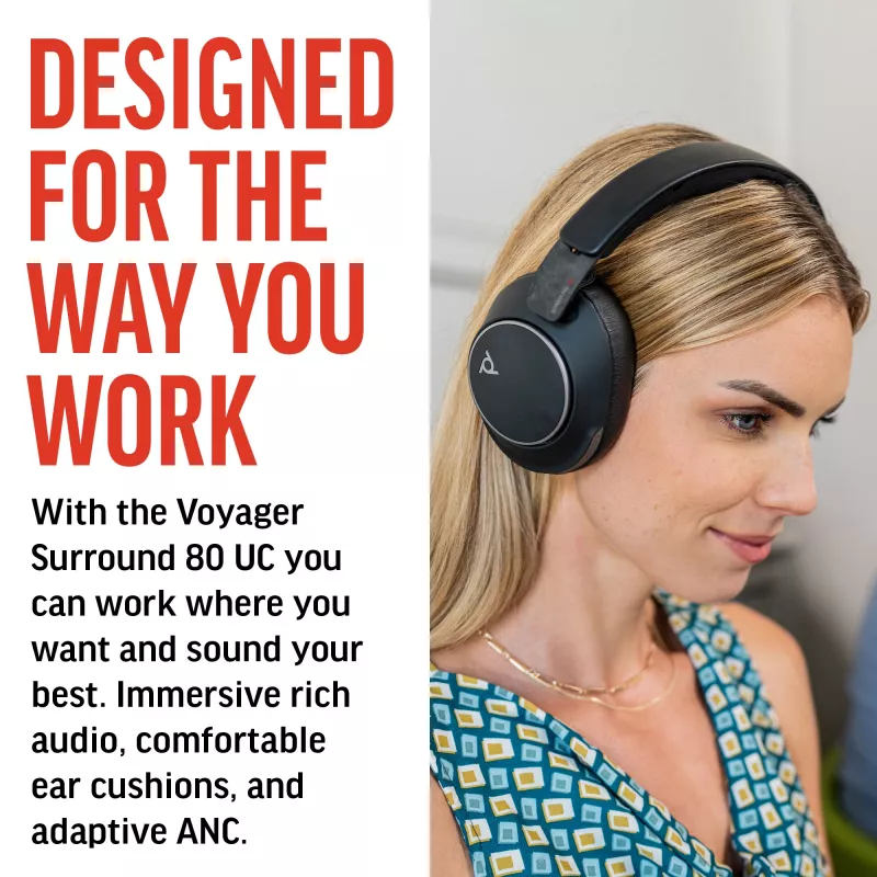 Ausinės HP Poly Voyager Surround 80 UC USB-C + USB-C/A adapteris