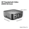 HP Thunderbolt 4 Ultra 280W G6 Dock, laidinis, Thunderbolt 4, 280 W, 10,100,1000,2500 Mbit/s, pilka, 8K Ultra HD