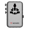 Verbatim Charge 'n' Travel 100W Universalus kelioninis adapteris su įtraukiamu USB-C laidu, juodas