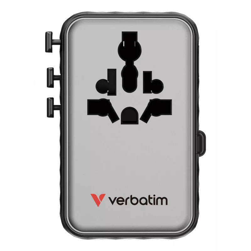 Verbatim Charge 'n' Travel 100W Universalus kelioninis adapteris su įtraukiamu USB-C laidu, juodas