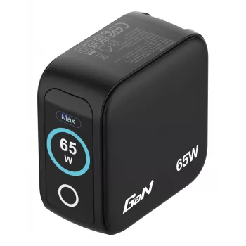 Verbatim Mini GaN 65W įkroviklis su ekranu, vidaus, AC, 20 V, juodas