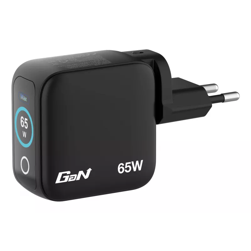Verbatim Mini GaN 65W įkroviklis su ekranu, vidaus, AC, 20 V, juodas