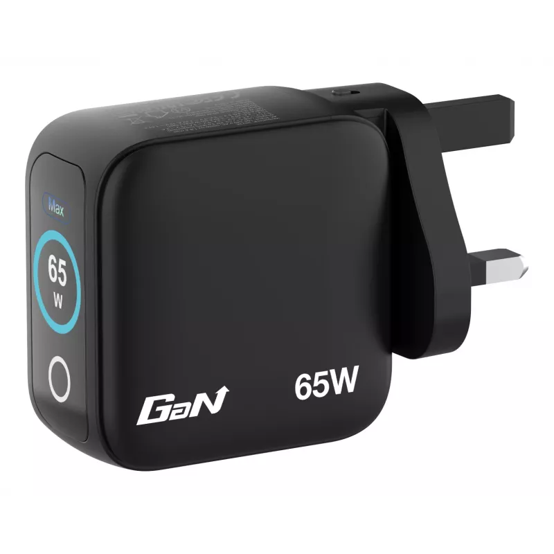 Verbatim Mini GaN 65W įkroviklis su ekranu, vidaus, AC, 20 V, juodas