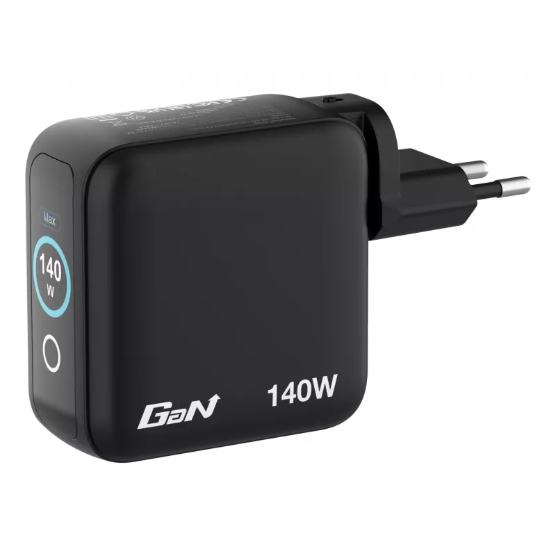 Verbatim Mini GaN įkroviklis 140W su ekranu, vidinis, AC, 28 V, juodas