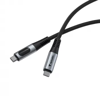 Verbatim Sync & Charge USB C į USB C 100W Display 120 cm, 1,2 m, USB C, USB C, USB 2.0, 0,48 Gbit/s, Juoda