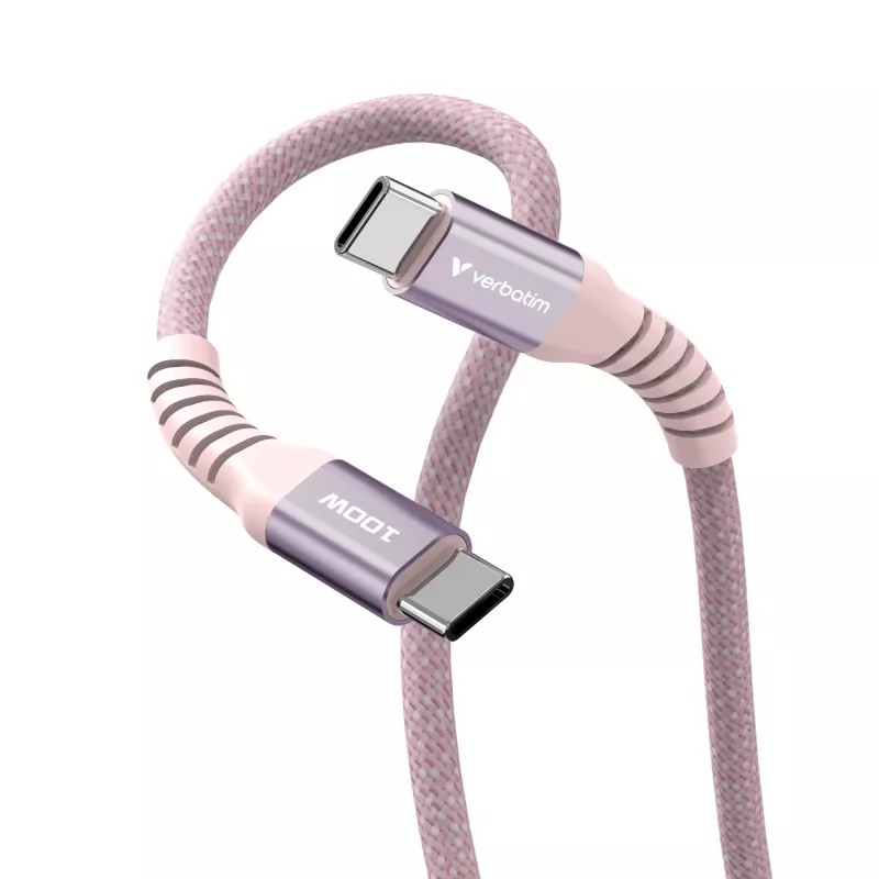 Verbatim Sync & Charge Magnetic Cable USB-C į USB-C 100W 120 cm Rožinis