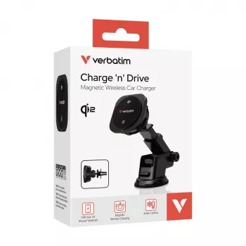 Verbatim Charge 'n' Drive Qi2 belaidis magnetinis automobilinis įkroviklis su aušinimu, USB, 1 m, juodas