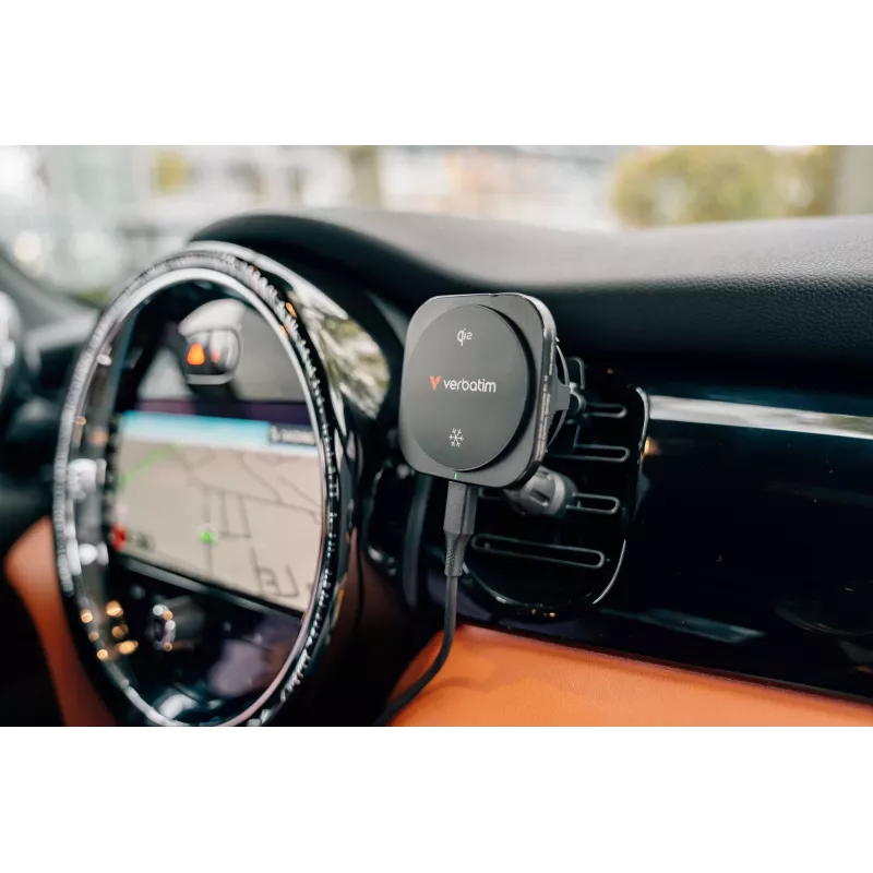 Verbatim Charge 'n' Drive Qi2 belaidis magnetinis automobilinis įkroviklis su aušinimu, USB, 1 m, juodas