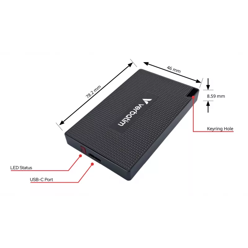 Verbatim Metal Mini SSD USB-C 3.2 Gen 2x2 512 GB pilka