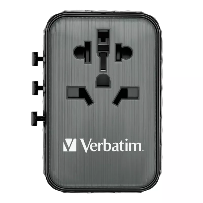 Verbatim UTA-05 65W GaN III universalus kelioninis adapteris su 2 x USB-C PD & QC 4+ ir 2 x USB-A prievadais