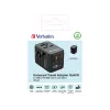 Verbatim UTA-05 65W GaN III universalus kelioninis adapteris su 2 x USB-C PD & QC 4+ ir 2 x USB-A prievadais