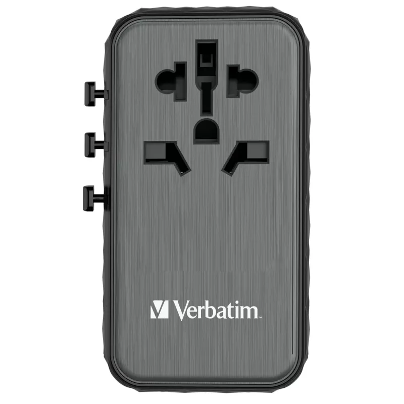Verbatim UTA-06 100W GaN III Universalus kelioninis adapteris su 2 x USB-C PD & QC 4+ ir 2 x USB-A QC 3.0 prievadais