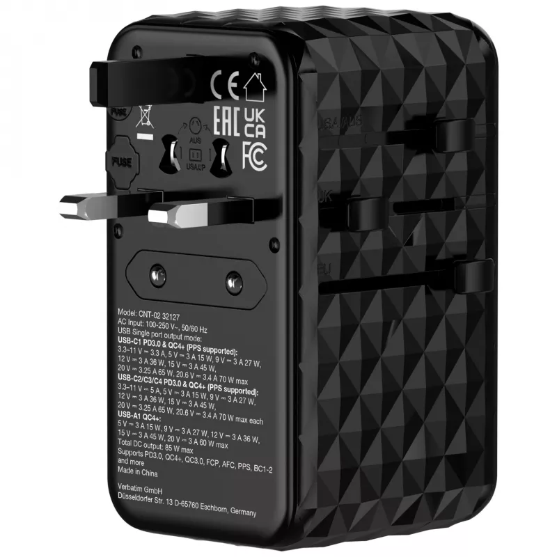 Verbatim Charge 'n' Travel Diamond 85W ištraukiamas laidas CNT-02