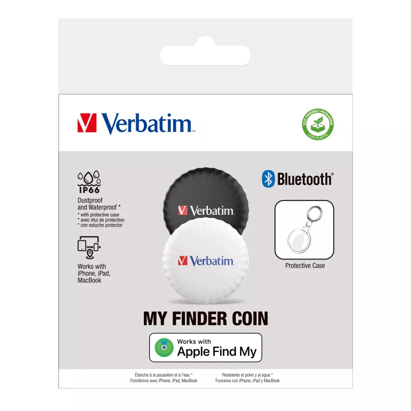 Verbatim My Finder Coin Bluetooth Tracker 2 vnt. pakuotė, juoda/balta, IP66, CR2032