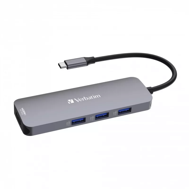Verbatim CMH-08 USB Type-C 8 prievadų multiport centras 5000 Mbit/s sidabrinis