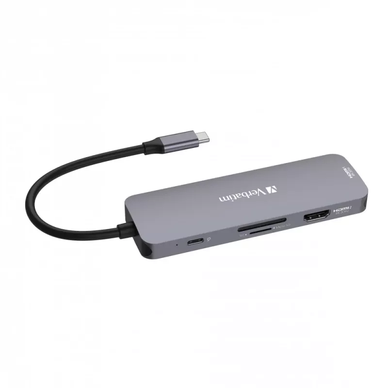 Verbatim CMH-08 USB Type-C 8 prievadų multiport centras 5000 Mbit/s sidabrinis