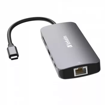 Verbatim CMH-09 USB Type-C 9 prievadų multiportų šakotuvas, 10000 Mbit/s, sidabrinis