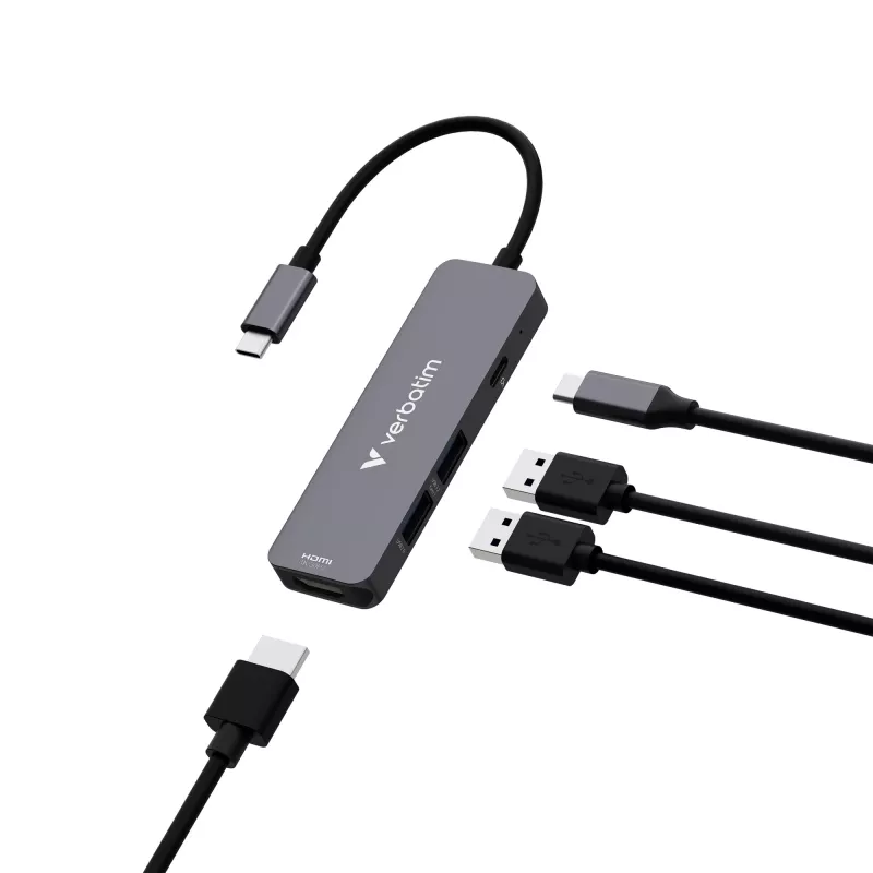 Verbatim USB-C Essentials Multiport Hub 4 prievadai: HDMI, USB-C PD, USB-A 3.2 Gen 1, USB-A