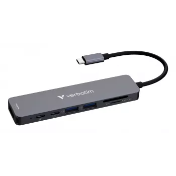 Verbatim USB-C Essentials Multiport Hub 7 prievadų: HDMI, USB-C, USB-C 3.2 Gen 1, 2 x USB-A 3.2 Gen 1, SD ir microSD