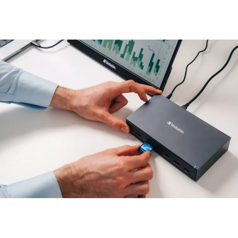 Verbatim CDS-17 Laidinė USB 3.2 Gen 1 (3.1 Gen 1) Type-C stotelė, juoda/pilka