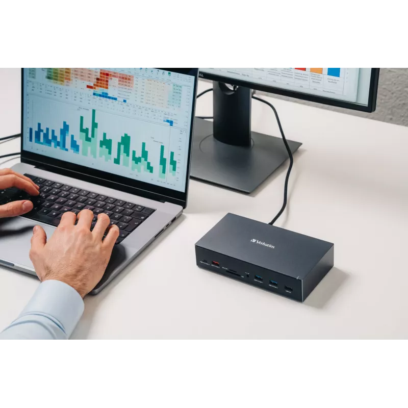 Verbatim CDS-17 Laidinė USB 3.2 Gen 1 (3.1 Gen 1) Type-C stotelė, juoda/pilka