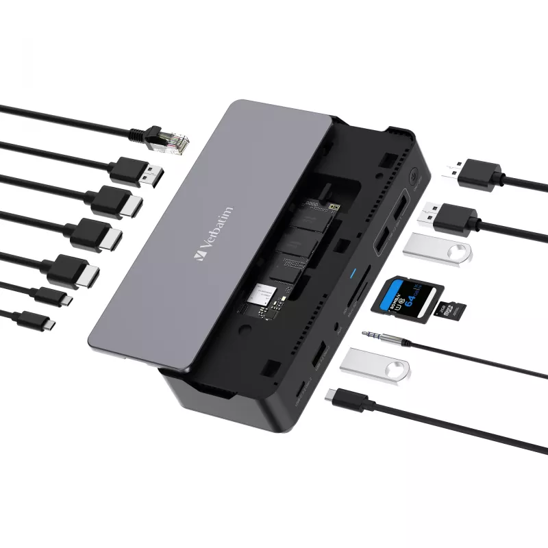 Verbatim CDS-15S USB 3.2 Gen 1 (3.1 Gen 1) Type-C laidinis dokas juodas, pilkas