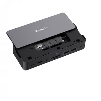 Verbatim CDS-15SSD USB 3.2 Gen 1 (3.1 Gen 1) Type-C dokavimo stotelė su 256 GB SSD, juoda, pilka