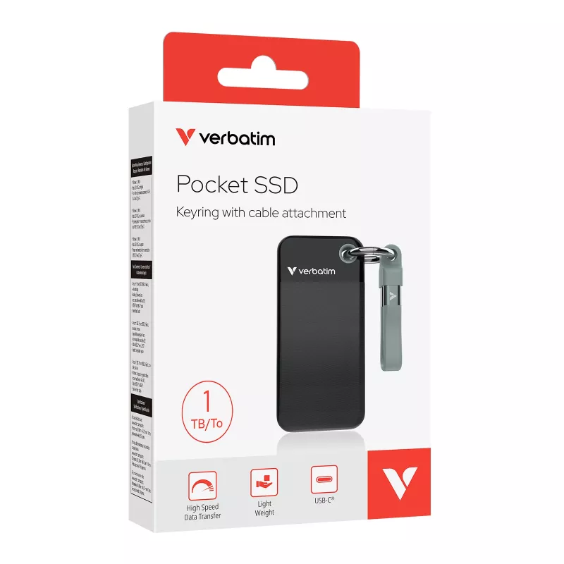 Verbatim Pocket SSD USB 3.2 Gen 2 1TB juoda/pilka