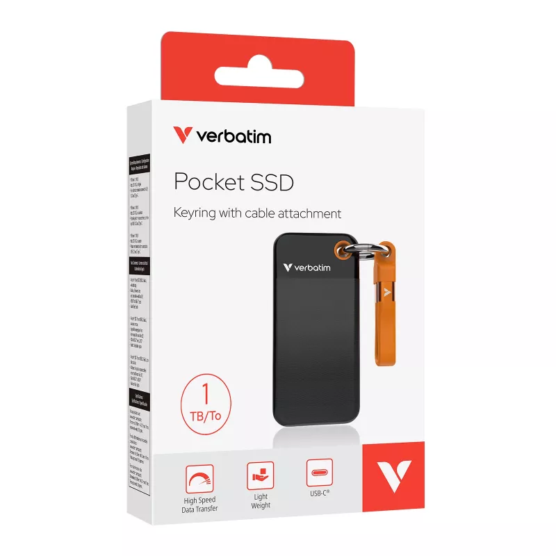 Verbatim Pocket SSD USB 3.2 Gen 2 1TB Juoda/Oranžinė