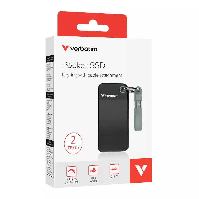 Verbatim Pocket SSD USB 3.2 Gen 2 2TB juodai pilkas