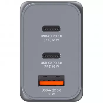 Verbatim GNC-65 GaN įkroviklis 65W su 2 x USB-C PD 65W / 1 x USB-A QC 3.0 (EU/UK/US)